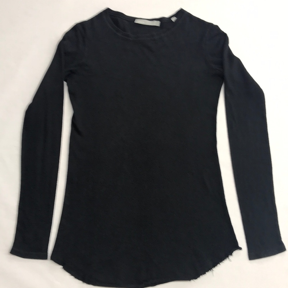 Vince Essential Long Sleeve Black Shirt No Bottom Hem Excellent Condition, XS.